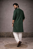 Stylish Rama Green Silk Printed Kurta Pajama Set for Men for Festival