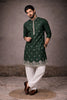 Stylish Rama Green Silk Printed Kurta Pajama Set for Men for Festival