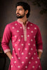 Wonderful Wine Silk Printed Kurta Pajama Set for Men for Festival