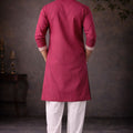 Wonderful Wine Silk Printed Kurta Pajama Set for Men for Festival
