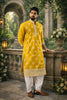 Vibrant Mustard Yellow Silk Printed Kurta Pajama Set for Men for Festival
