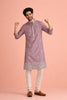 Charming Mauve Silk Printed Kurta Pajama Set for Men for Festival