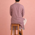 Charming Mauve Silk Printed Kurta Pajama Set for Men for Festival