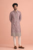 Charming Mauve Silk Printed Kurta Pajama Set for Men for Festival