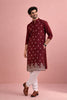 Awesome Maroon Velvet Printed Kurta Pajama Set for Men for Festival