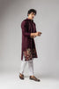 Classic Wine Velvet Printed Kurta Pajama Set for Men for Festival