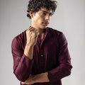 Classic Wine Velvet Printed Kurta Pajama Set for Men for Festival