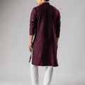 Classic Wine Velvet Printed Kurta Pajama Set for Men for Festival