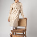 Grateful Cream Velvet Printed Kurta Pajama Set for Men for Festival