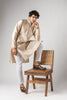 Grateful Cream Velvet Printed Kurta Pajama Set for Men for Festival