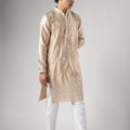Grateful Cream Velvet Printed Kurta Pajama Set for Men for Festival