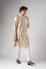 Grateful Cream Velvet Printed Kurta Pajama Set for Men for Festival
