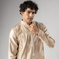 Grateful Cream Velvet Printed Kurta Pajama Set for Men for Festival