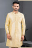 Premium Cream Art Silk Embroidered Designer Indo Western Suit with Pyjama for Wedding