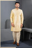 Premium Cream Art Silk Embroidered Designer Indo Western Suit with Pyjama for Wedding