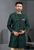 Stylish Rama Green Art Silk Embroidered Designer Indo Western Suit with Pyjama for Wedding