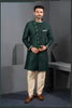 Stylish Rama Green Art Silk Embroidered Designer Indo Western Suit with Pyjama for Wedding