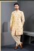 Luxury Cream Art Silk Floral Printed Designer Indo Western Suit with Pyjama for Wedding