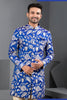 Awesome Blue Art Silk Embroidered Designer Indo Western Suit with Pyjama for Wedding