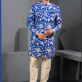 Awesome Blue Art Silk Embroidered Designer Indo Western Suit with Pyjama for Wedding