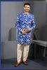 Awesome Blue Art Silk Embroidered Designer Indo Western Suit with Pyjama for Wedding