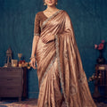 Radiant Brown Fendy Silk Saree with Jarkan Work for Women