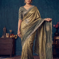 Opulent Olive Green Fendy Silk Saree with Jarkan Work for Women