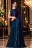 Mesmerizing Navy Blue Georgette Silk Saree Sequin Work for Women