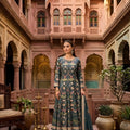 Elegant Rama Green Satin Silk Digital Printed Anarkali Suit with Dupatta for Women