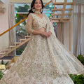 Charming Off White Butterfly Net Embroidered Lehenga Choli with Dupatta for Women