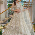 Charming Off White Butterfly Net Embroidered Lehenga Choli with Dupatta for Women