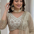 Charming Off White Butterfly Net Embroidered Lehenga Choli with Dupatta for Women
