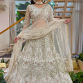 Charming Off White Butterfly Net Embroidered Lehenga Choli with Dupatta for Women