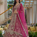 Lovely Pink Butterfly Net Heavy Embroidered Lehenga Choli with Dupatta for Women