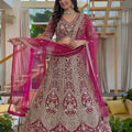 Lovely Pink Butterfly Net Heavy Embroidered Lehenga Choli with Dupatta for Women
