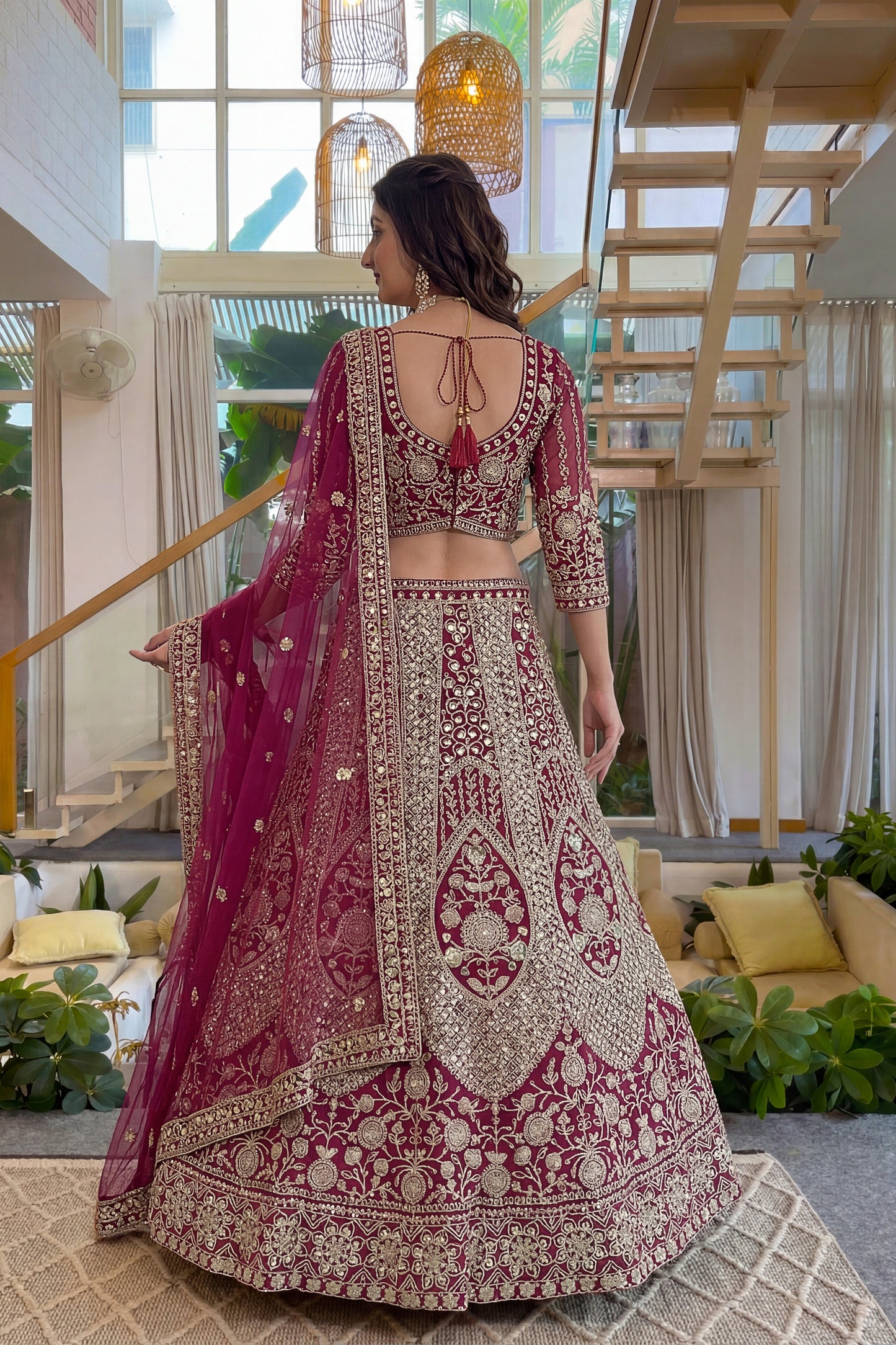 Lovely Pink Butterfly Net Heavy Embroidered Lehenga Choli with Dupatta for Women