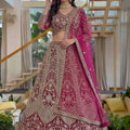 Lovely Pink Butterfly Net Heavy Embroidered Lehenga Choli with Dupatta for Women