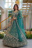 Delicate Teal Green Butterfly Net Heavy Embroidered Lehenga Choli with Dupatta for Women