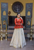 Stylish Orange Embroidered Cosmos Readymade Long Sleeves Crop Top for Women