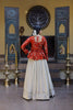 Stylish Orange Embroidered Cosmos Readymade Long Sleeves Crop Top for Women