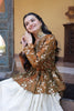 Elegant Brown Embroidered Cosmos Readymade Long Sleeves Crop Top for Women