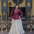 Stylish Purple Embroidered Cosmos Readymade Long Sleeves Crop Top for Women