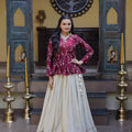 Stylish Purple Embroidered Cosmos Readymade Long Sleeves Crop Top for Women
