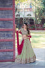 Stylish Pista Green Embroidered Georgette Lehenga Choli with Pink Dupatta for Women