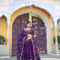 Stunning Purple Embroidered Georgette Lehenga Choli with Dupatta for Women