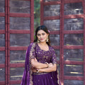 Stunning Purple Embroidered Georgette Lehenga Choli with Dupatta for Women