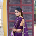 Stunning Purple Embroidered Georgette Lehenga Choli with Dupatta for Women