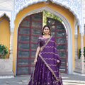 Stunning Purple Embroidered Georgette Lehenga Choli with Dupatta for Women