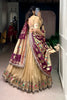 Elegant Beige Shimmer Organza Lehenga Choli with Dupatta for Women