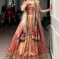Stylish Rose Gold Shimmer Organza Lehenga Choli with Designer Dupatta for Women